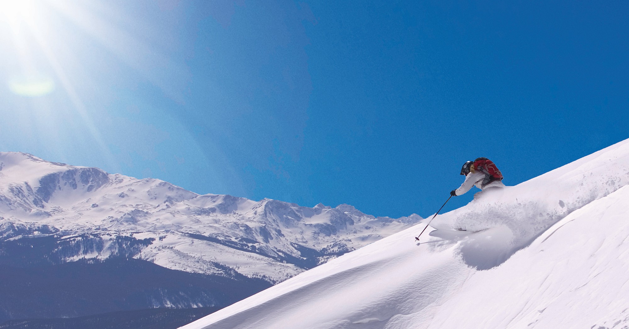 skier in powder on chicago ridge