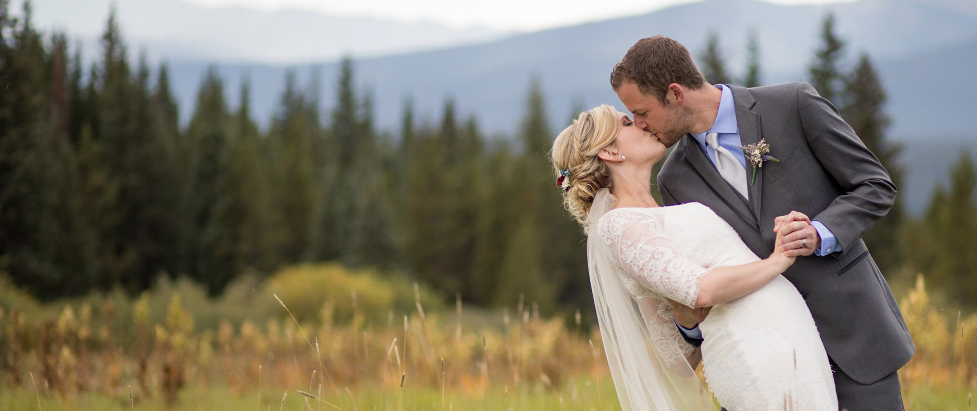 bride and groom kissing