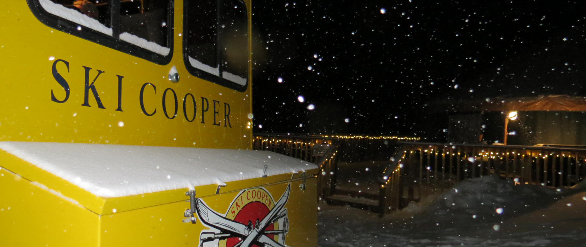 snowcat parked by the yurt