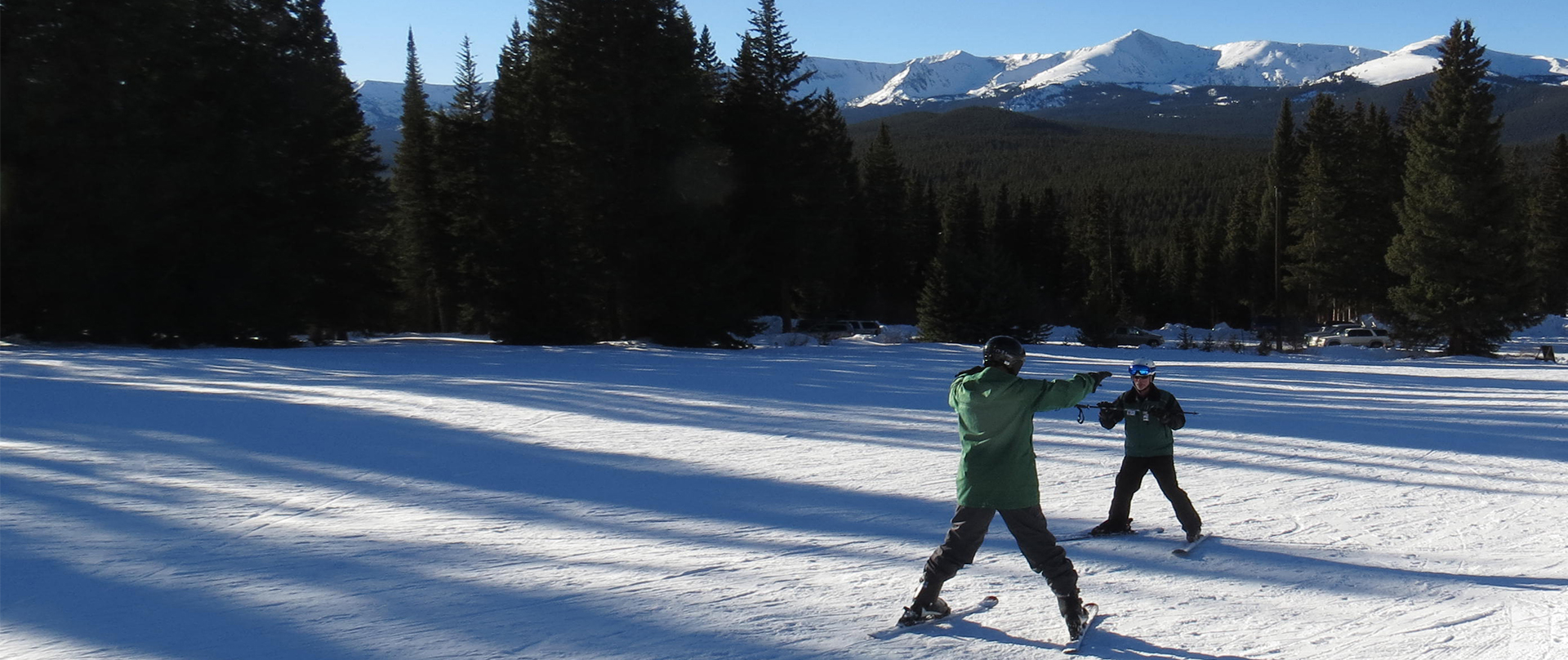 Beginner skier learning how to ski