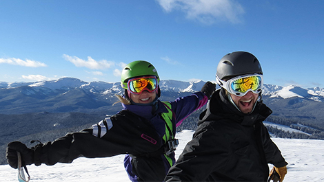 two skiers and great views