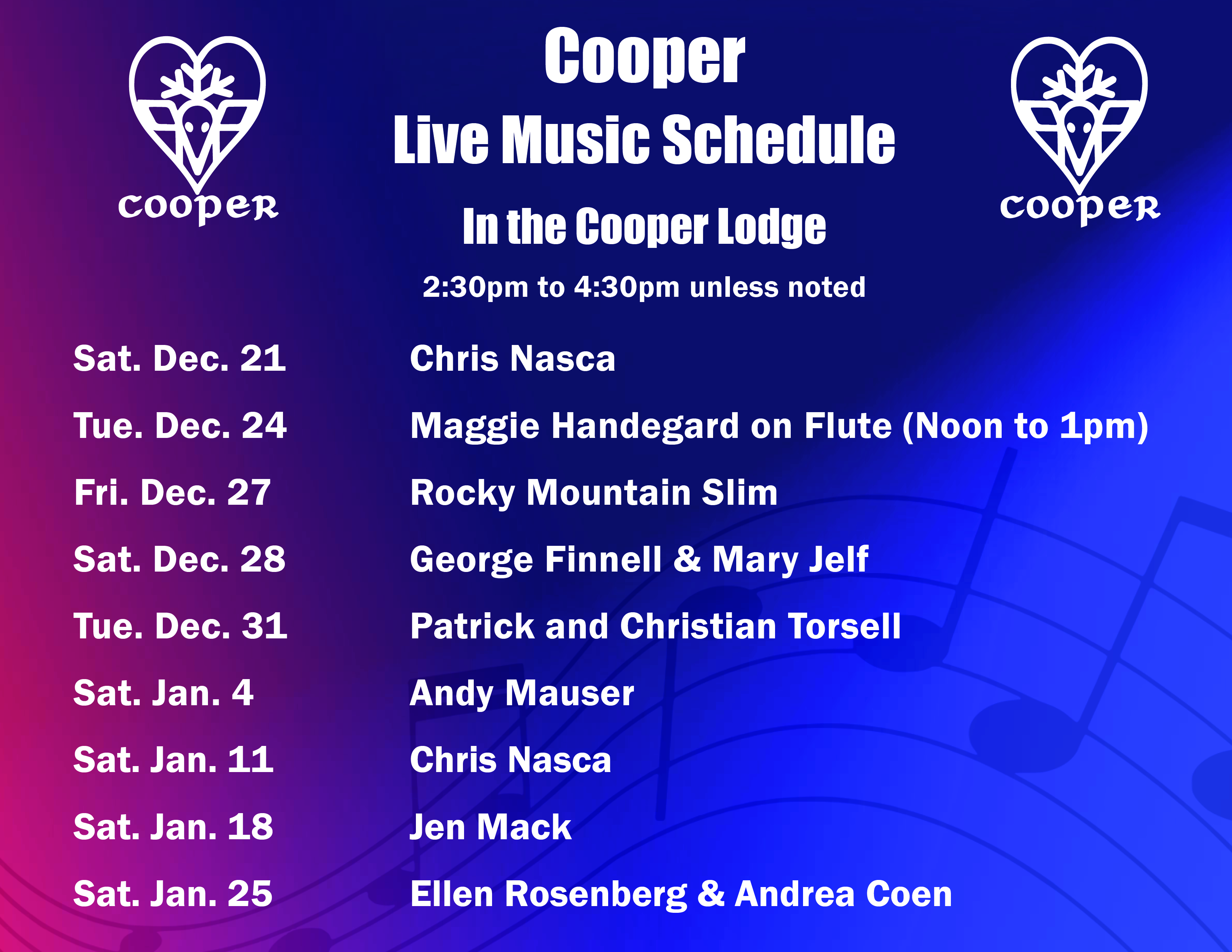 Live music calendar